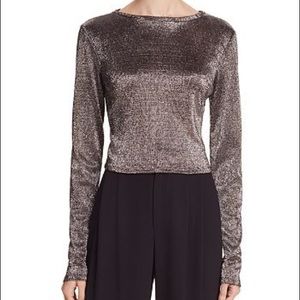 Alice + Olivia Delaina Silver Long Sleeve Top